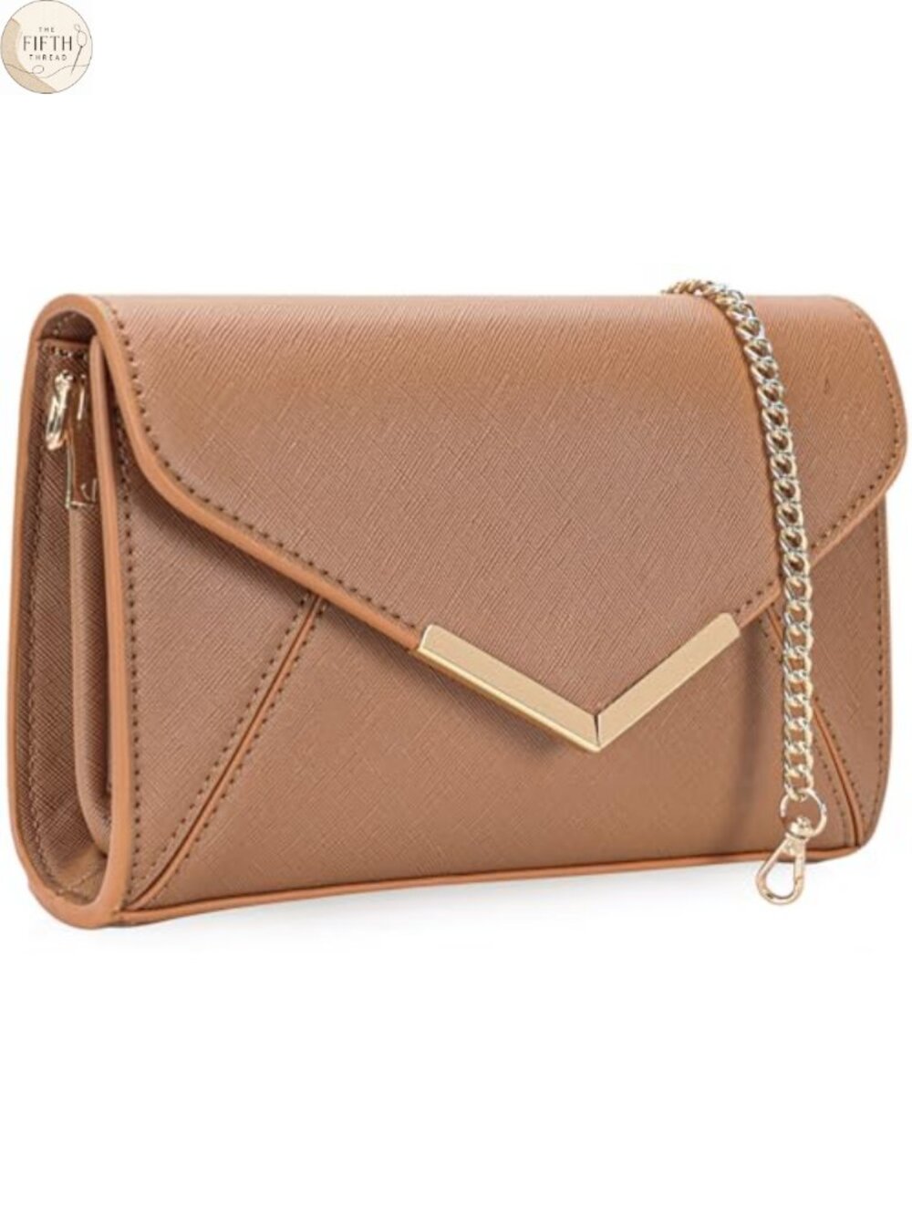 Envelope Clutch Faux Saffiano Leather Evening Handbag Chain Strap Crossbody